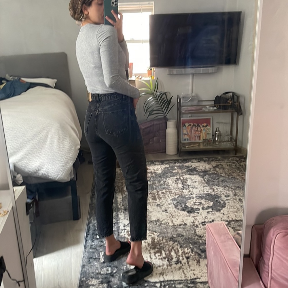 Zara high waisted black jeans. girlfriend fit, ankle length